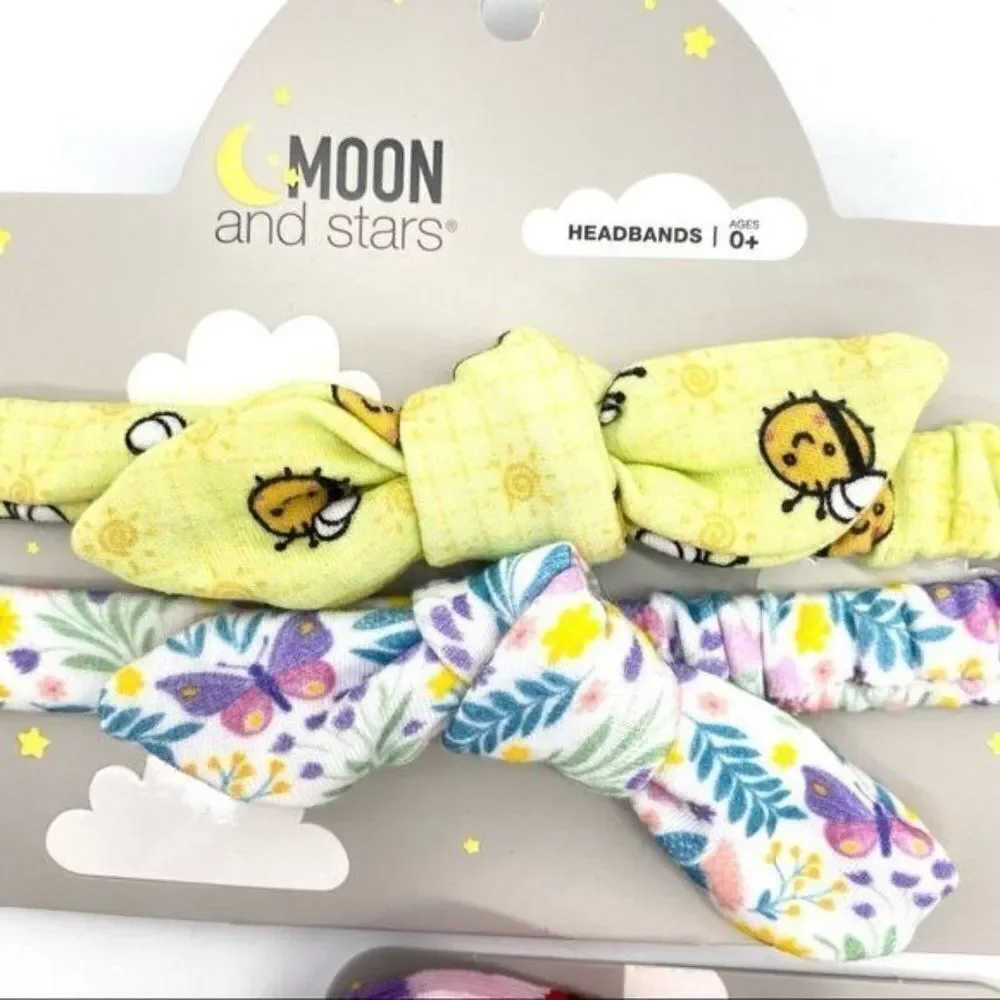 Moon & Stars Baby Bib, Headband and Socks Set New Strawberry, Butterfly, Bee